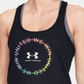 Camiseta regata Under Armour Pride Graphic Racerback feminina, preta, tamanho XS