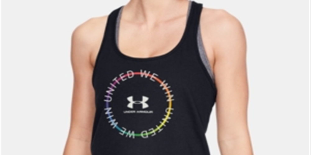 Camiseta regata Under Armour Pride Graphic Racerback feminina, preta, tamanho XS