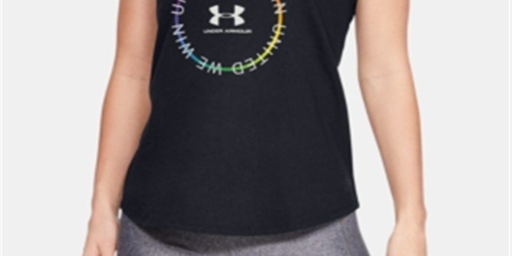 Camiseta regata Under Armour Pride Graphic Racerback feminina, preta, tamanho XS