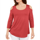 Blusa feminina com ombros descobertos, laranja, tamanho M, da coleção JM