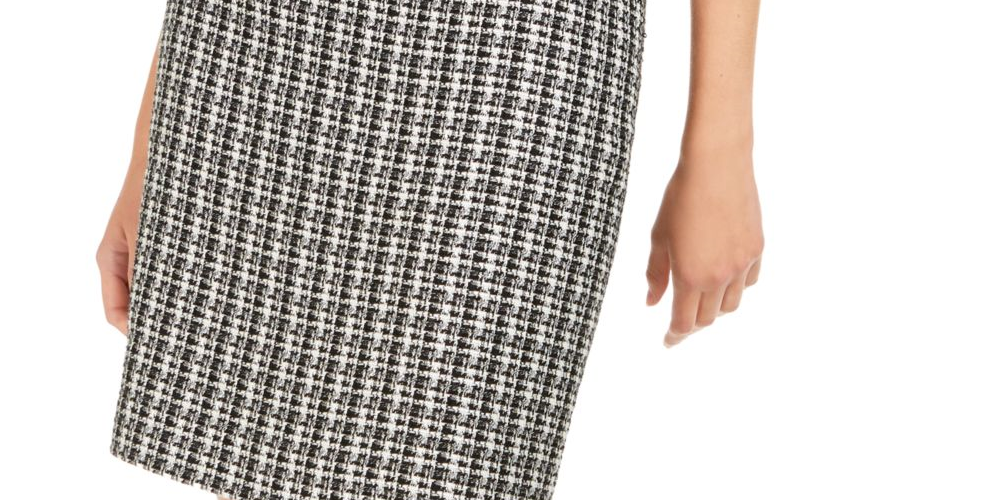 Calvin Klein Saia lápis feminina desfiada com zíper acima do joelho para usar no trabalho, preta, tamanho 12, pequena