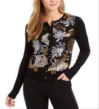 Cardigan feminino com lantejoulas Charter Club, preto, tamanho XS