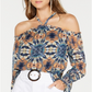 Blusa feminina com estampa tie-dye e ombros descobertos, tamanho pequeno, XL, da INC International Concepts