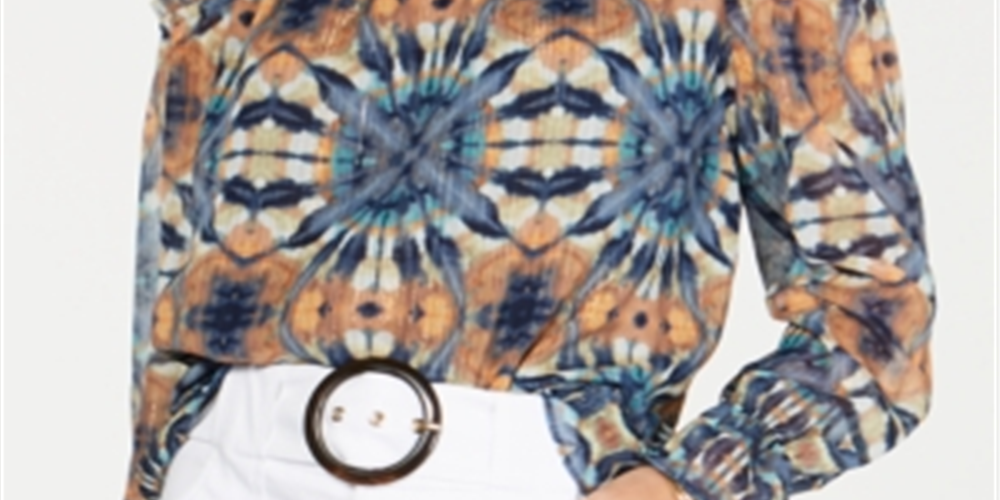 Blusa feminina com estampa tie-dye e ombros descobertos, tamanho pequeno, XL, da INC International Concepts