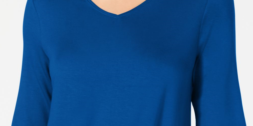 Blusa túnica feminina Alfani com decote em V e alças largas, azul, tamanho pequeno
