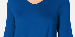 Blusa túnica feminina Alfani com decote em V e alças largas, azul, tamanho pequeno