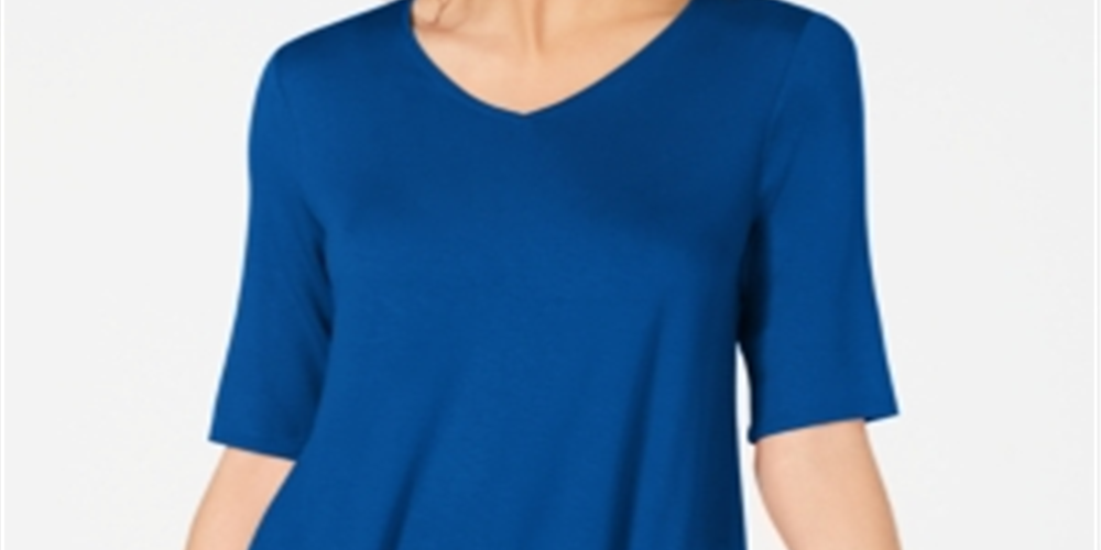 Blusa túnica feminina Alfani com decote em V e alças largas, azul, tamanho pequeno