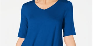Blusa túnica feminina Alfani com decote em V e alças largas, azul, tamanho pequeno