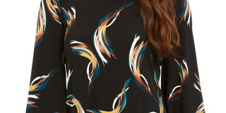 Alfani Top Poncho Estampado Feminino Petite Preto Tamanho Petite M