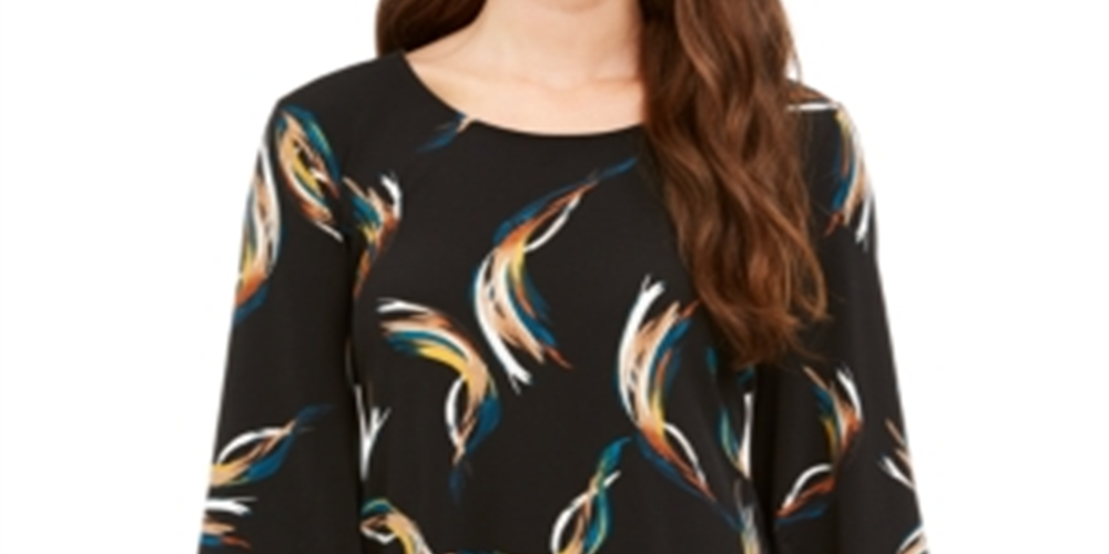 Alfani Top Poncho Estampado Feminino Petite Preto Tamanho Petite M