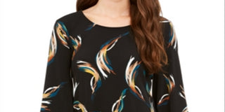 Alfani Top Poncho Estampado Feminino Petite Preto Tamanho Petite M