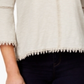 Blusa feminina estilo &amp; co com manga lanterna e acabamento em crochê, cinza, tamanho pequeno