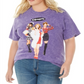 Camiseta feminina vintage plus size de algodão com estampa desinibida, roxa, tamanho 3X