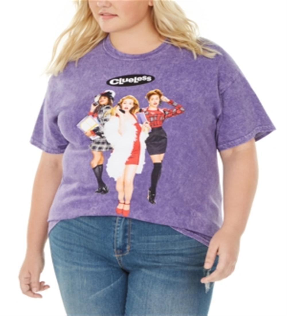 Camiseta feminina vintage plus size de algodão com estampa desinibida, roxa, tamanho 3X