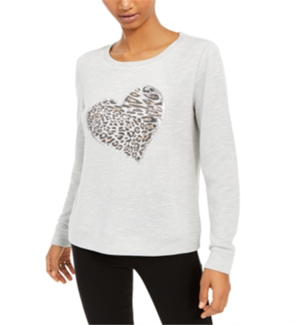 Blusa feminina INC Leopard-Heart Hthr Belle Cinza Tamanho XL