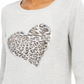 Blusa feminina INC Leopard-Heart Hthr Belle Cinza Tamanho XL