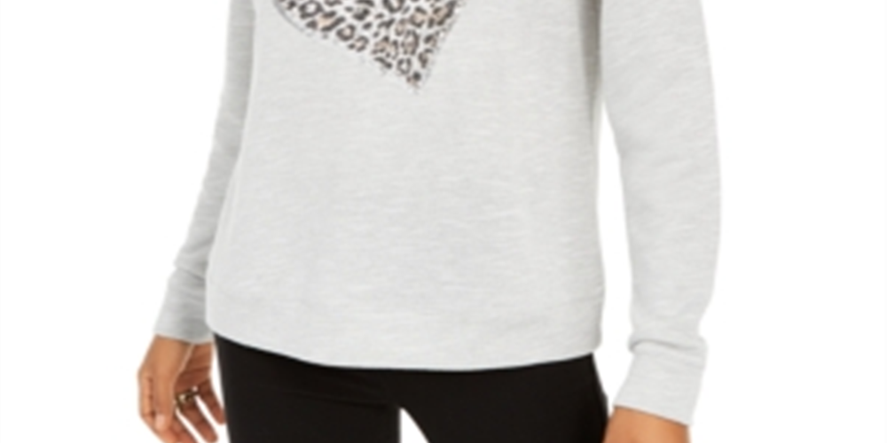 Blusa feminina INC Leopard-Heart Hthr Belle Cinza Tamanho XL