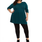 Suéter túnica feminino com costura frontal plus size verde Style &amp; Co -0X