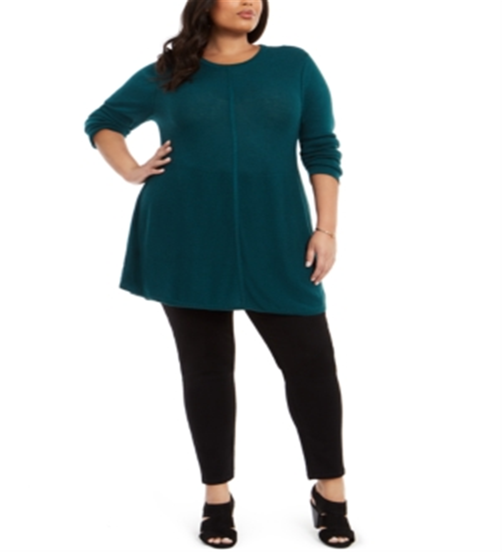 Suéter túnica feminino com costura frontal plus size verde Style &amp; Co -0X