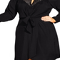 Vestido curto sem mangas City Chic feminino plus size com acabamento em renda, preto, tamanho 20W