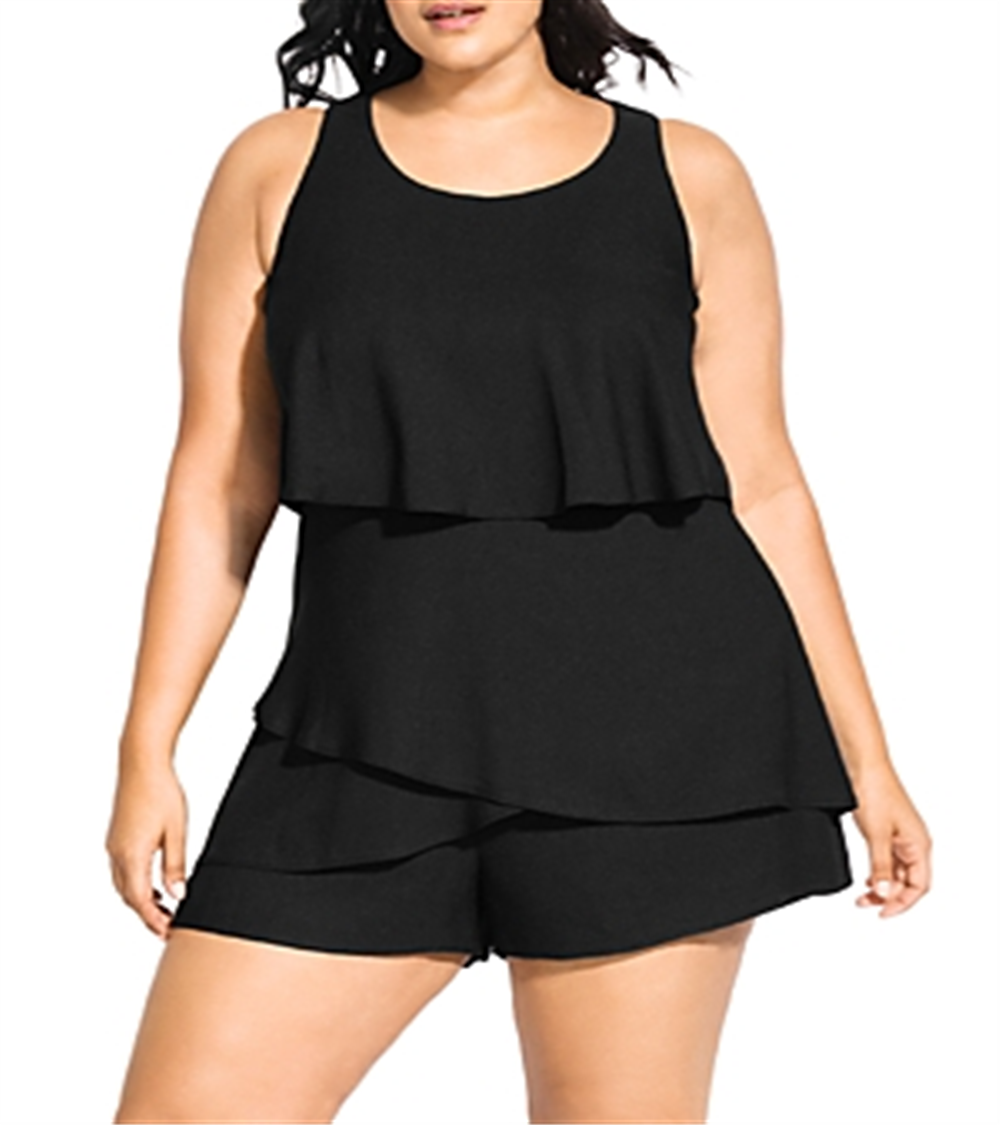 Macacão feminino plus size da City Chic, preto, tamanho XS