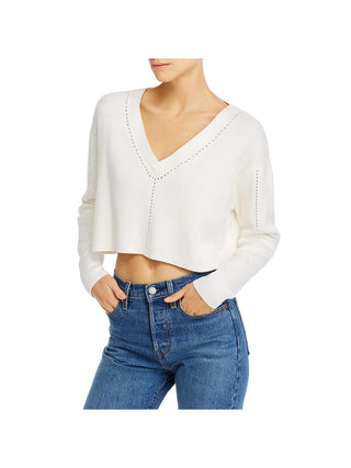 Suéter curto canelado feminino French Connection, branco, tamanho médio