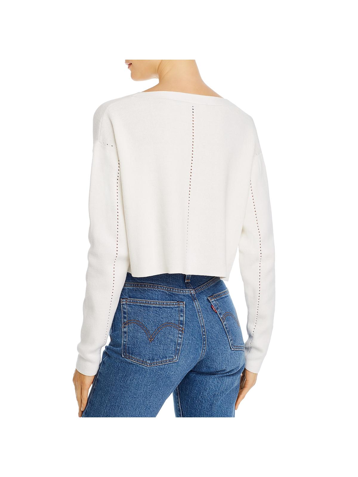 Suéter curto canelado feminino French Connection, branco, tamanho médio