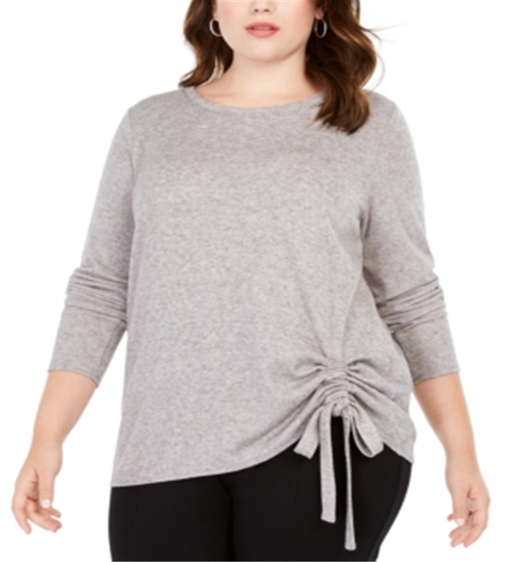 INC International Concepts Plus Size Feminino Cordão Franzido Heather Belle Cinza Tamanho 1X