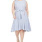 Vestido Calvin Klein Plus Size Feminino Listrado Hi Low MIDI Cinza Tamanho 24W