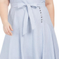 Vestido Calvin Klein Plus Size Feminino Listrado Hi Low MIDI Cinza Tamanho 24W