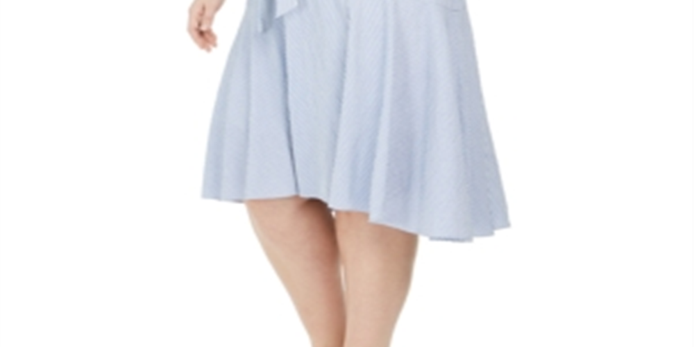 Vestido Calvin Klein Plus Size Feminino Listrado Hi Low MIDI Cinza Tamanho 24W