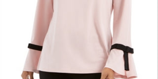 Charter Club Suéter Feminino Petite com Detalhe de Gravata Fita de Balé Rosa Tamanho Petite S