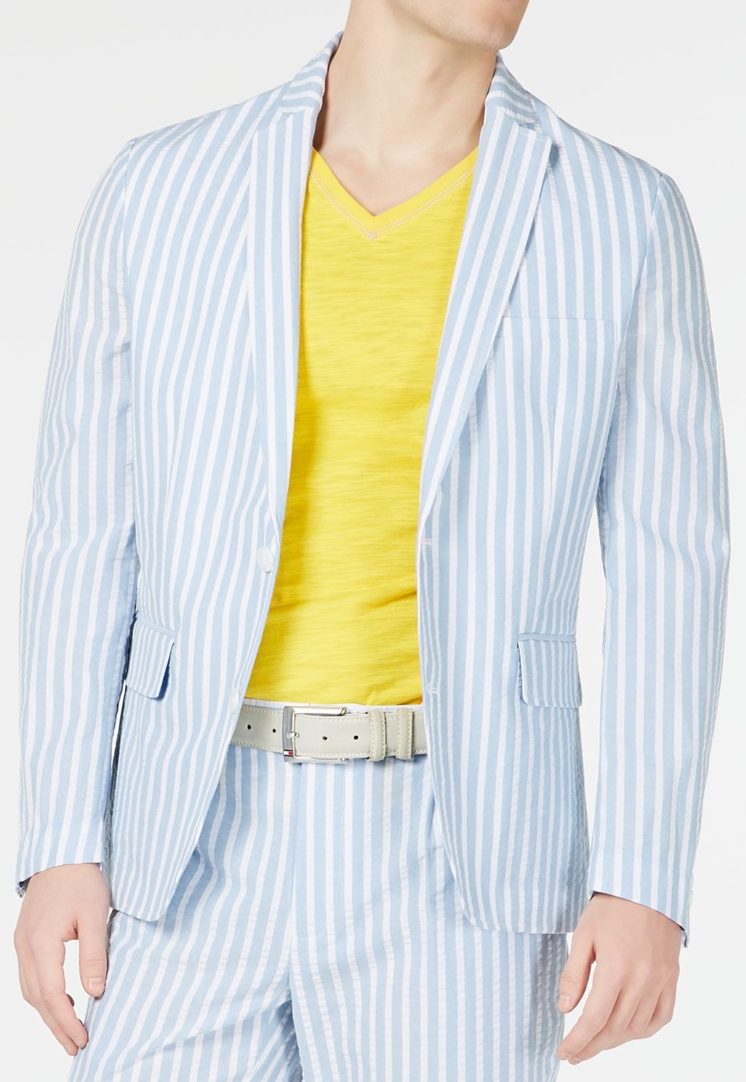 INC International Concepts Casaco esportivo masculino Seersucker Slim Fit Azul Tamanho XXX-Grande