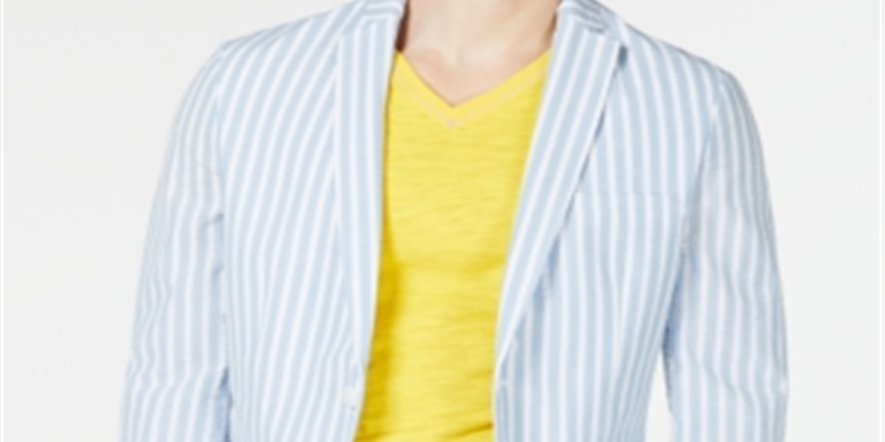 INC International Concepts Casaco esportivo masculino Seersucker Slim Fit Azul Tamanho XXX-Grande