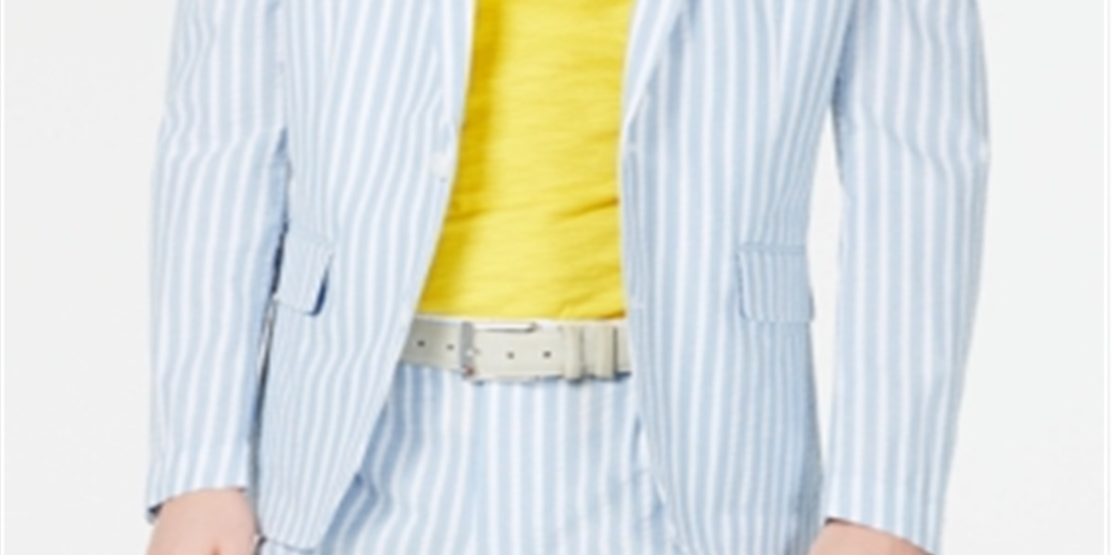 INC International Concepts Casaco esportivo masculino Seersucker Slim Fit Azul Tamanho XXX-Grande