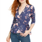 Blusa envolvente estampada BCX Junior Azul tamanho M