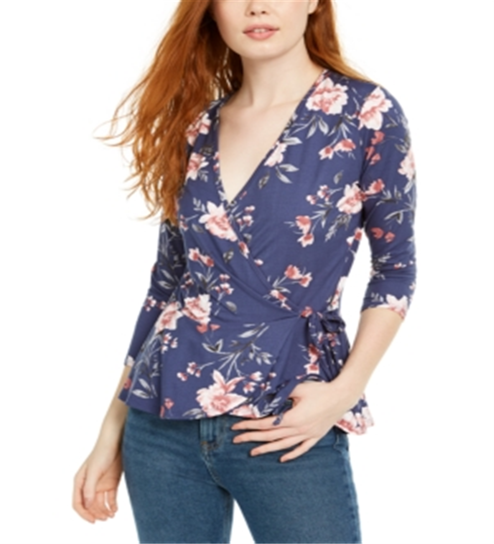 Blusa envolvente estampada BCX Junior Azul tamanho M