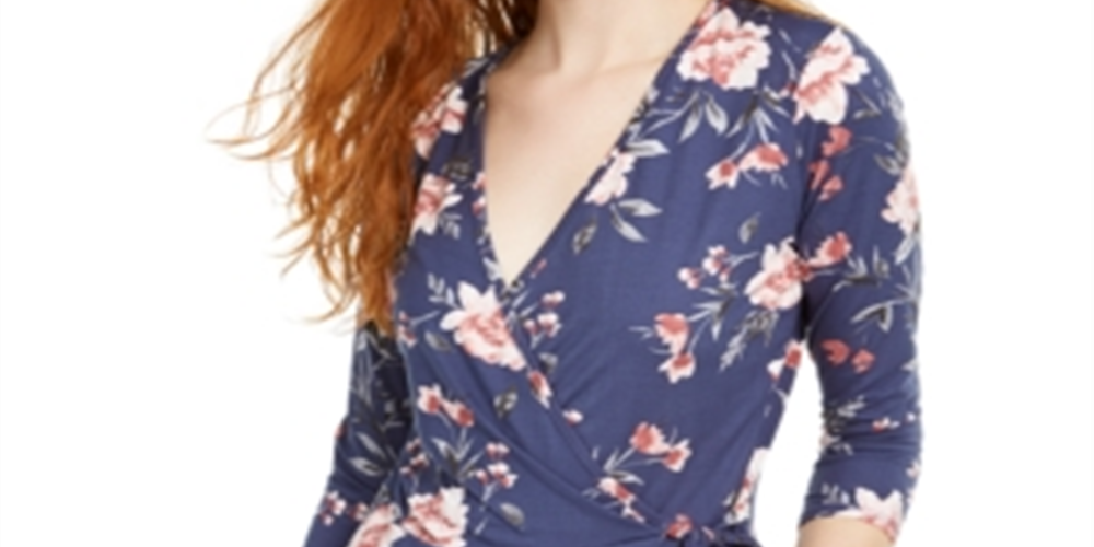 Blusa envolvente estampada BCX Junior Azul tamanho M