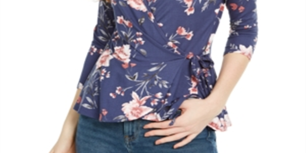 Blusa envolvente estampada BCX Junior Azul tamanho M