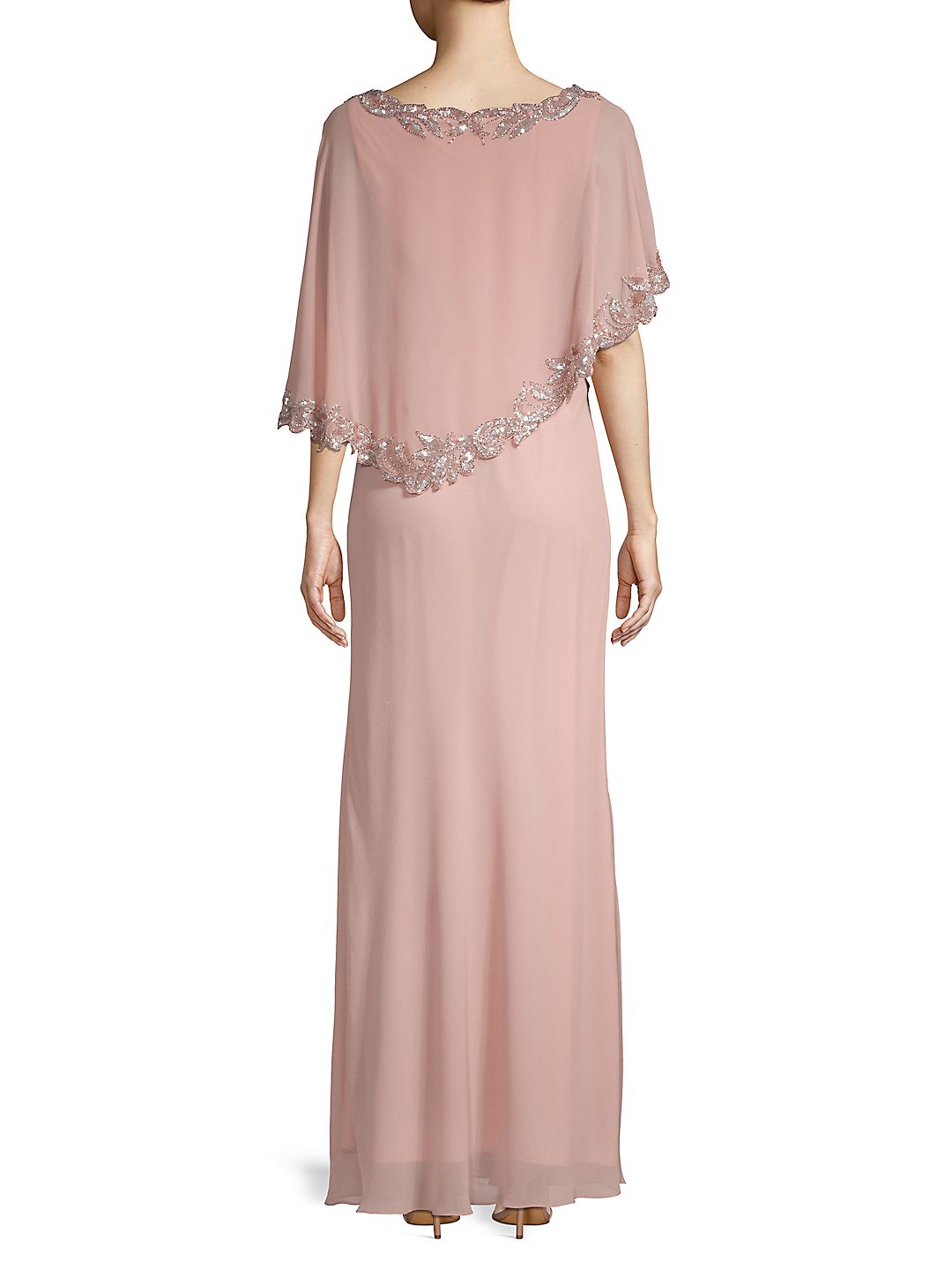 Vestido de festa feminino J Kara com contas, rosa, tamanho 6