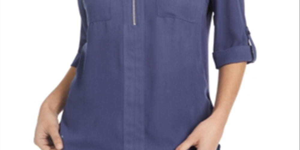 Camisa com zíper e aba enrolada Bcx Juniors, azul, tamanho pequeno