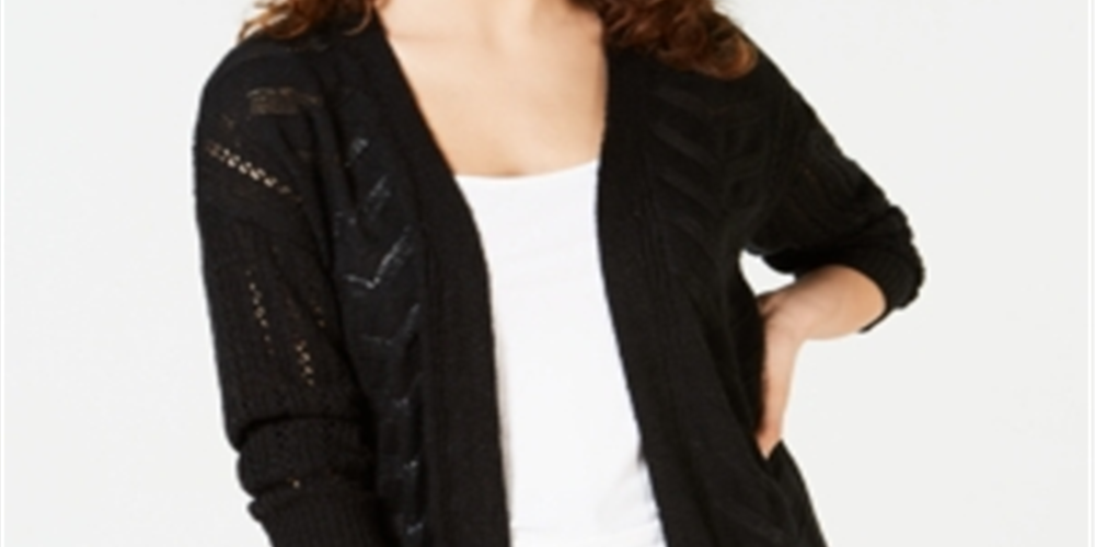 Cardigan Pointelle Hippie Rose Juniors Preto Tamanho Médio