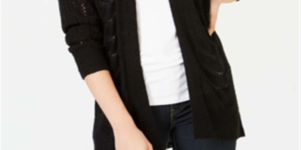 Cardigan Pointelle Hippie Rose Juniors Preto Tamanho Médio