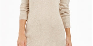 Suéter túnica feminino Charter Club de malha mesclada, bege, tamanho pequeno