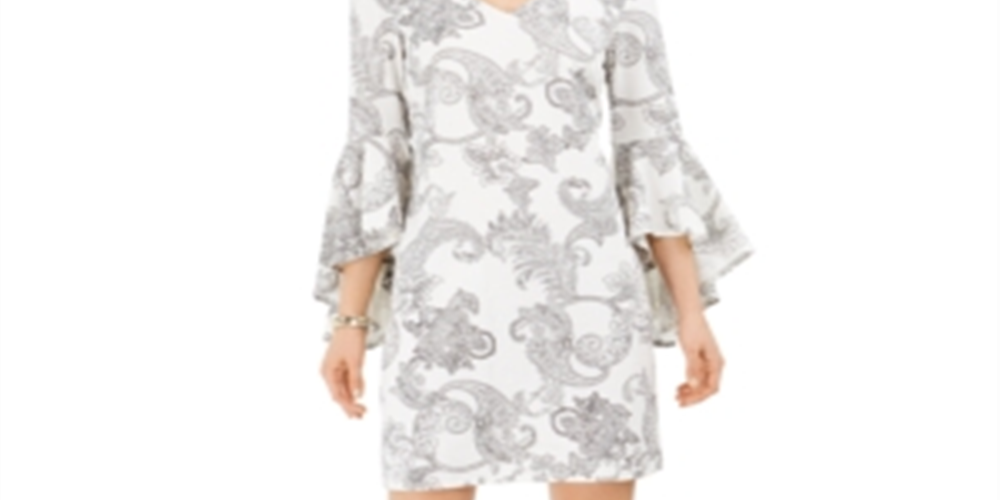 Vestido tubinho feminino MSK com manga sino, branco, tamanho pequeno M