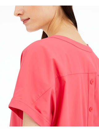 Blusa feminina Alfani com decote em V, lisa, rosa, tamanho médio