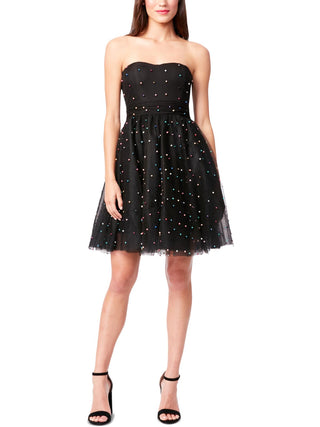 Vestido curto de festa feminino Betsey Johnson, preto, tamanho 8
