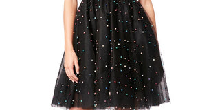 Vestido curto de festa feminino Betsey Johnson, preto, tamanho 8