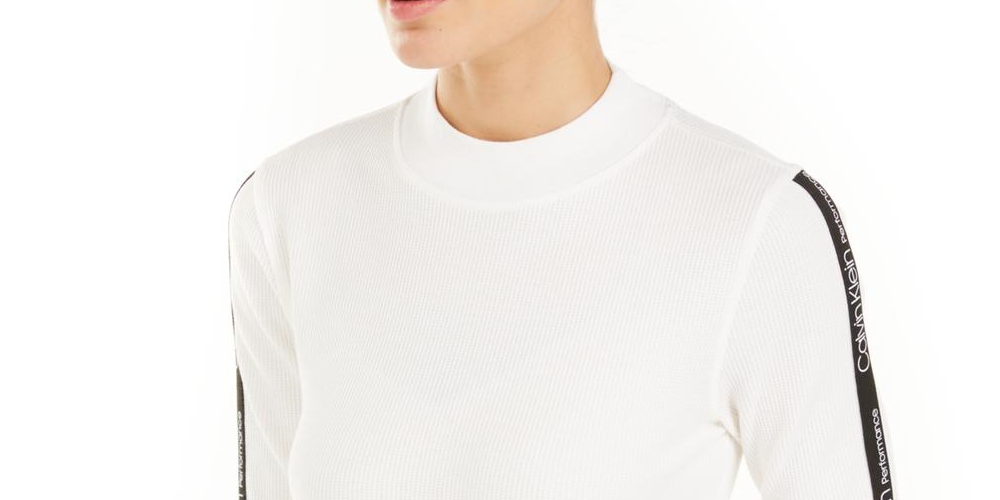 Camiseta Calvin Klein Feminina com Listra de Logotipo e Gola Reta, Tamanho G