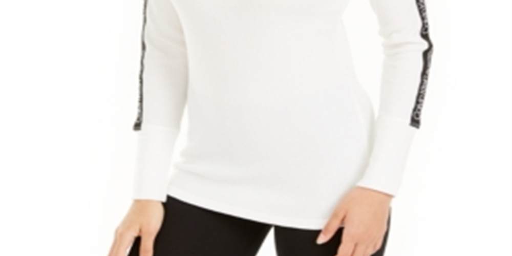 Camiseta Calvin Klein Feminina com Listra de Logotipo e Gola Reta, Tamanho G